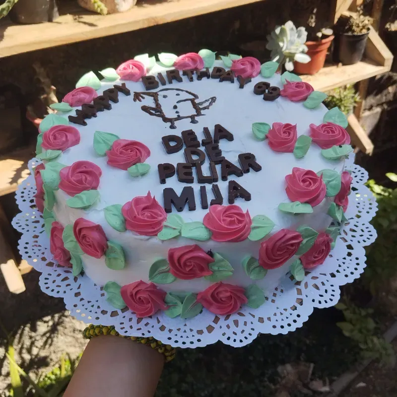 Cake con rosas y flork