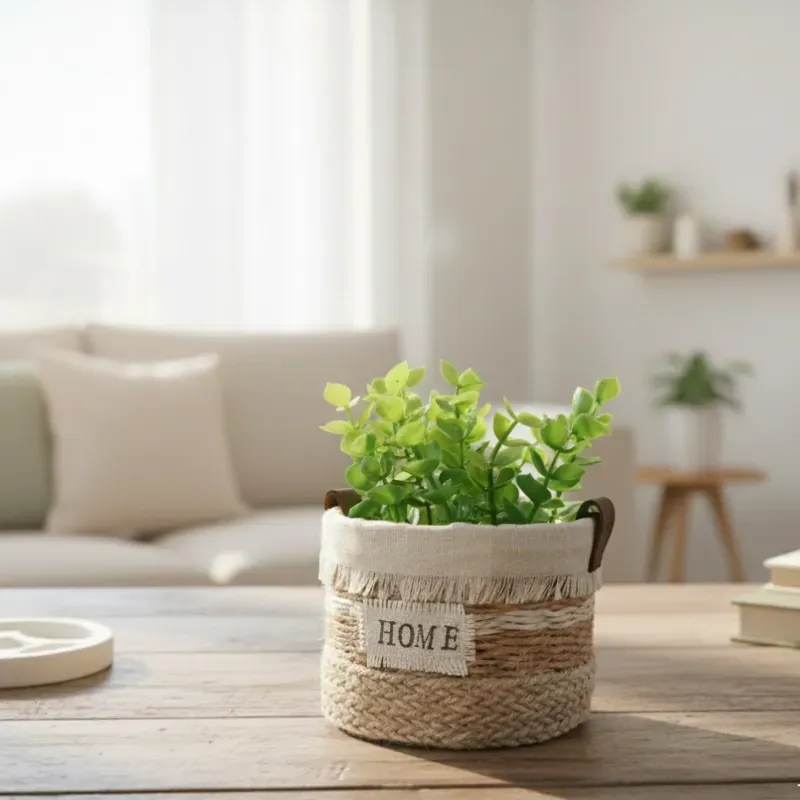 Cesta con plantas ornamentales