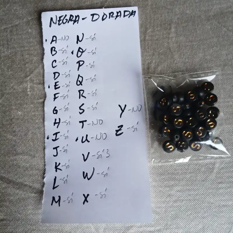 CONSONANTES - Sueltas cuenta negra letra dorada