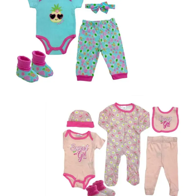 Set de Conjuntos de Body Enterito Monosy Accesorios Temática Piñas/Flores