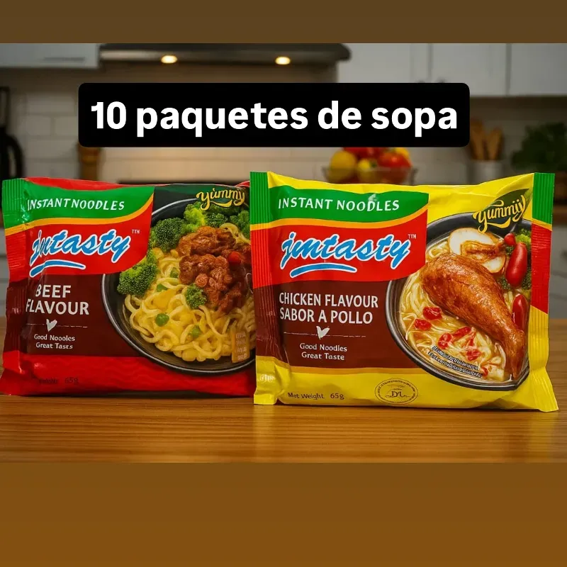 10 Sopa de pollo y Res de 65 gramos( solo res)
