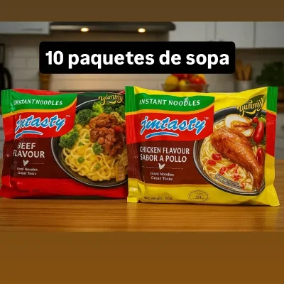 10 Sopa de pollo y Res de 65 gramos( solo res)