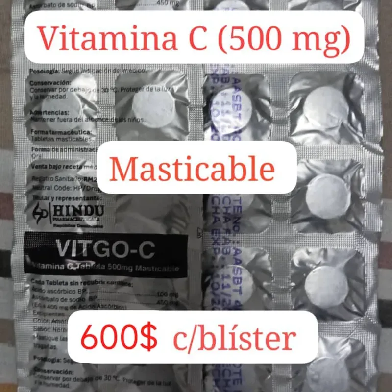 Vitamina C de 500 mg de 10 tabletas masticables