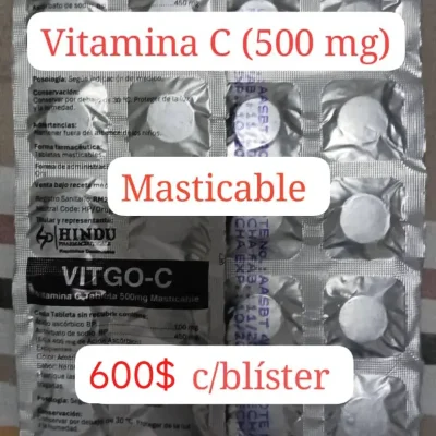 Vitamina C de 500 mg de 10 tabletas masticables