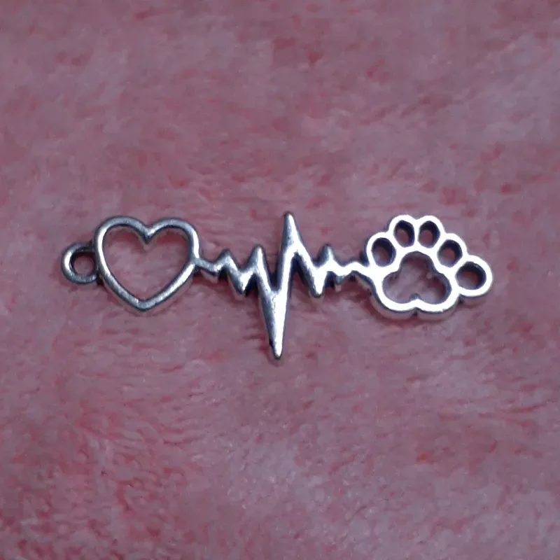 Dije Conector corazon - cardio - pata de perro