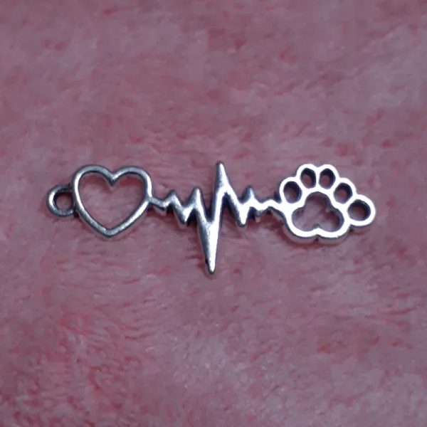 Dije Conector corazon - cardio - pata de perro