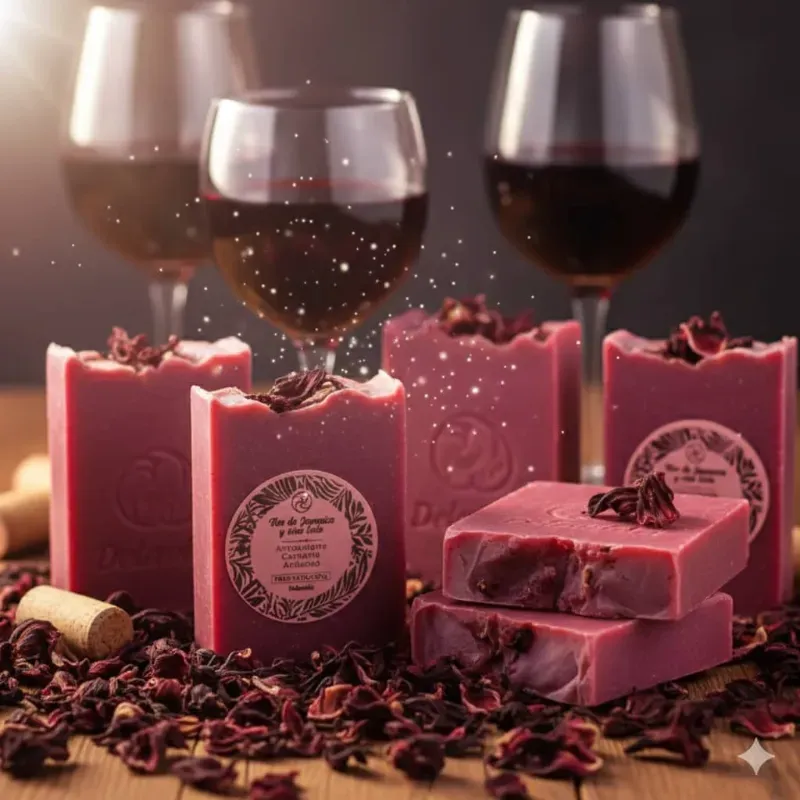 JABÓN DE FLOR DE JAMAICA Y VINO TINTO 