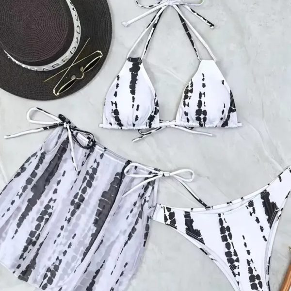  Bikini con falda — Blanco/Negro