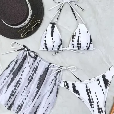  Bikini con falda — Blanco/Negro