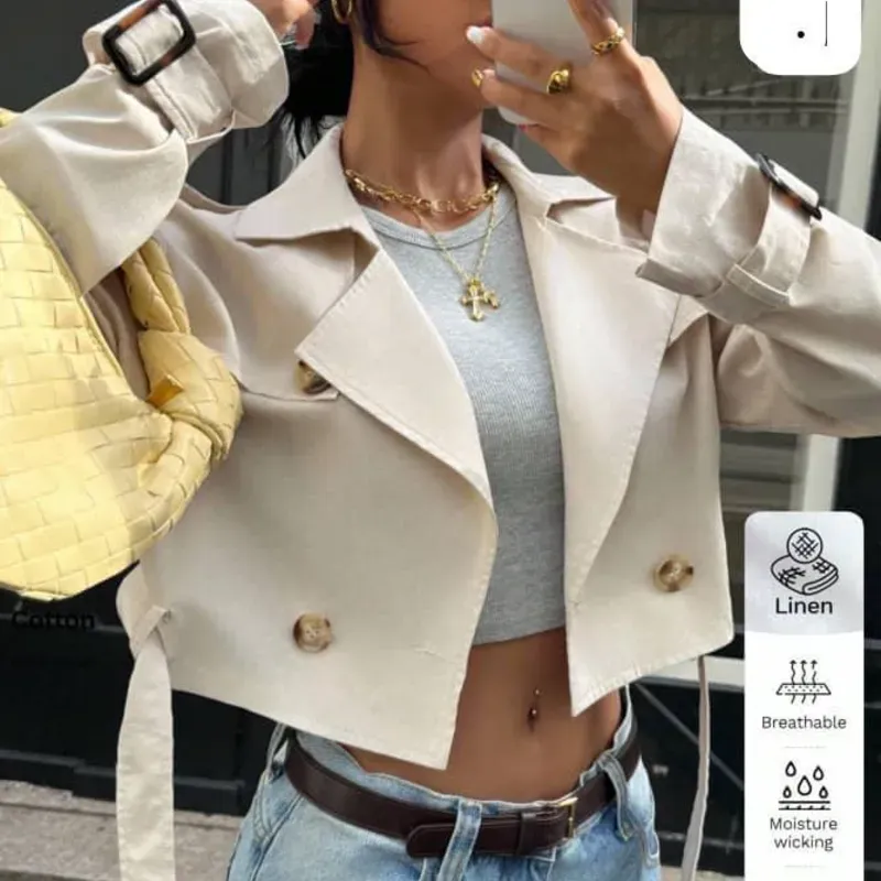  Blazer Corto Beige – Estilo fresco con toque urbano y funcional