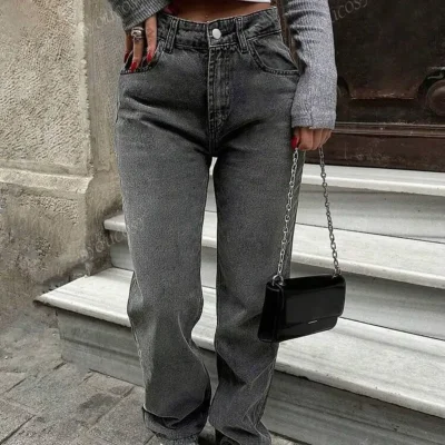 Pantalón de mezclilla color gris