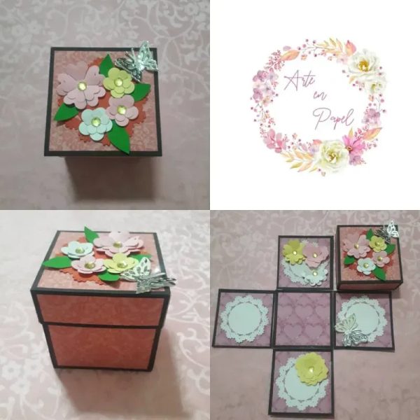 Caja explosiva flores y Mariposa