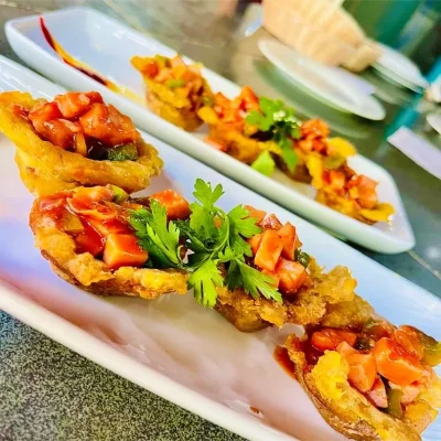 Chatinos rellenos con jamón