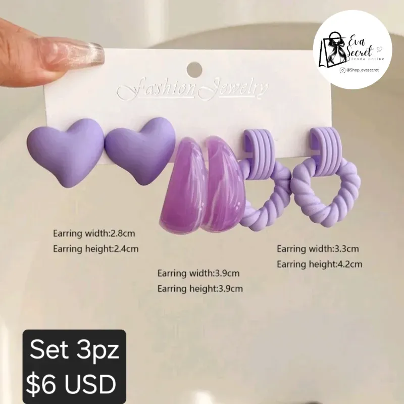 Set 3 pares de aretes