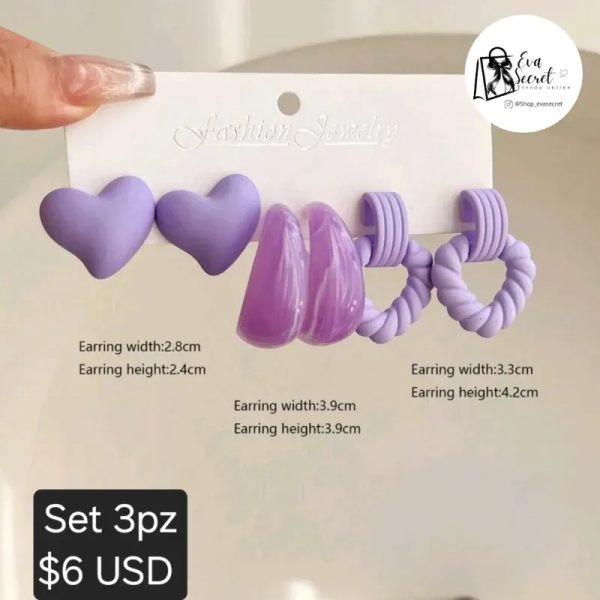 Set 3 pares de aretes