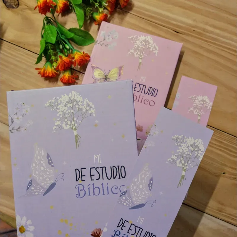 Diseño de estudio bíblico de flores y mariposas