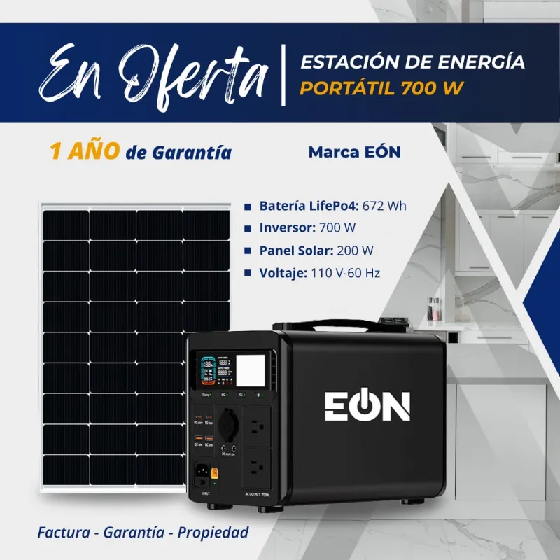  *Estación de Energía Portátil 700w Marca EÒN Panel Solar 200w*
