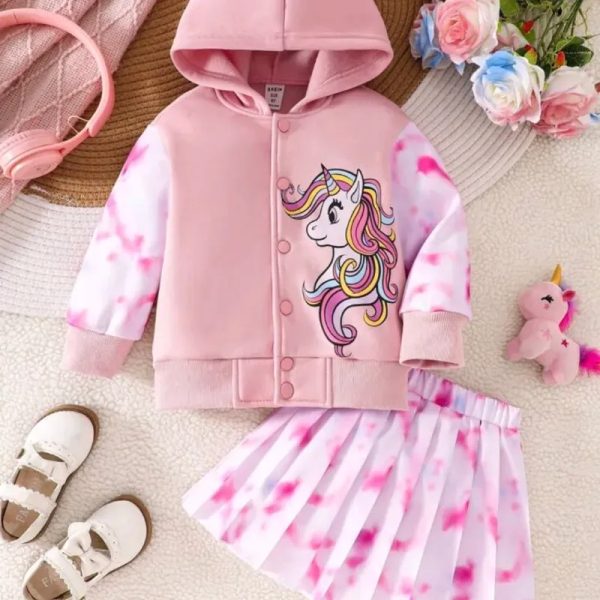  Conjunto de chaqueta y falda — Rosado