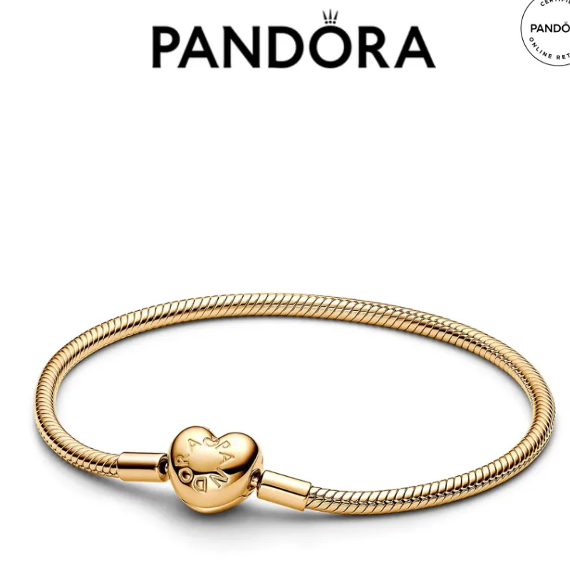 PANDORA MOMENTS SNAKE CHAIN HEART CLASP BRACELET