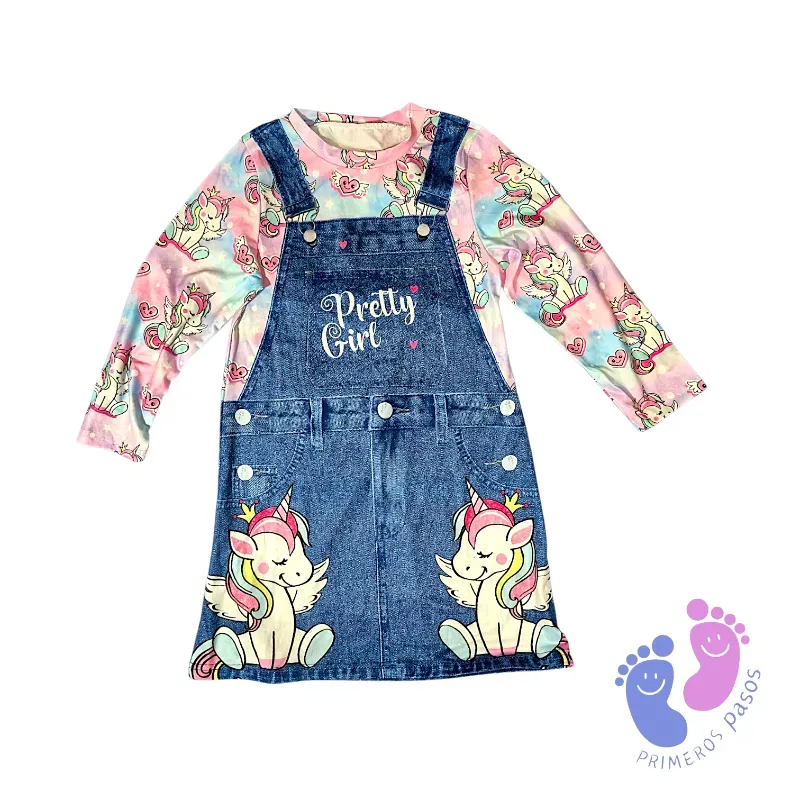 Vestido unicornio con mangas largas