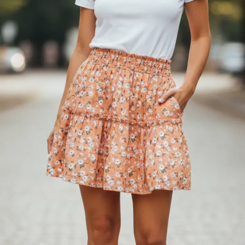 Saya naranja estampada