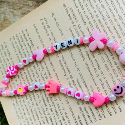 Colgante de celular rosa