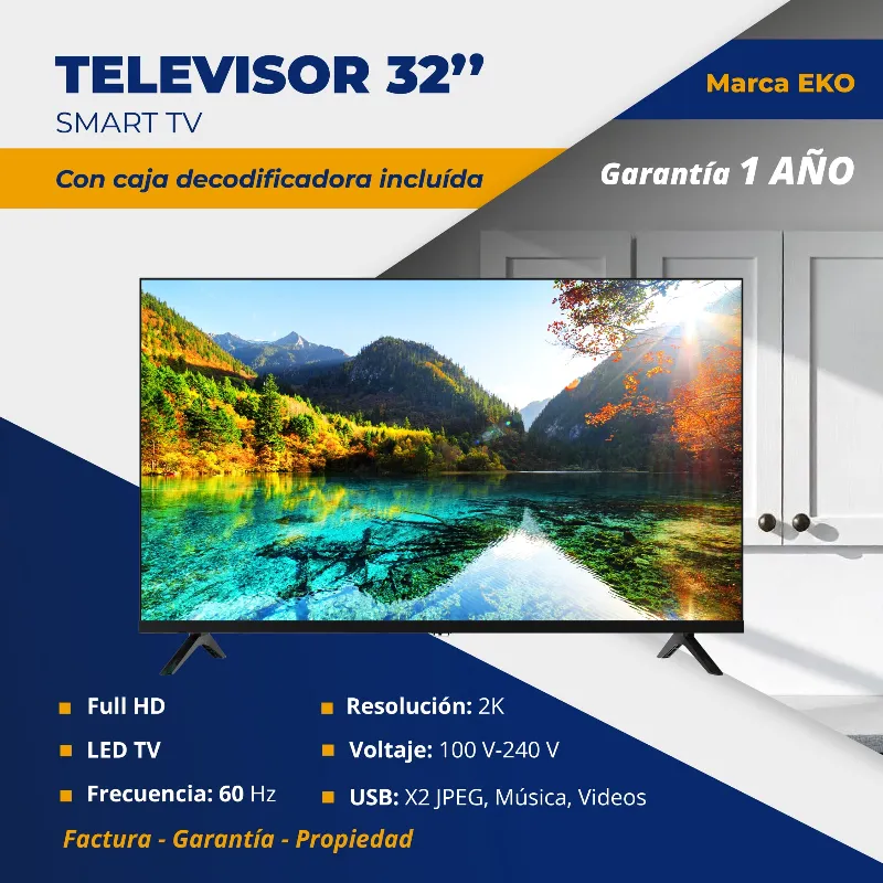  *Televisor 32" Smart TV con caja decodificadora incluída*