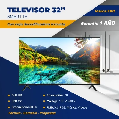  *Televisor 32" Smart TV con caja decodificadora incluída*