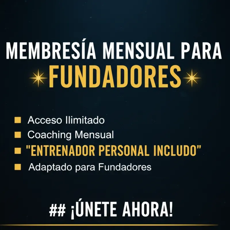 Membresia mensual con entrenador personal incluido. Para Fundadores