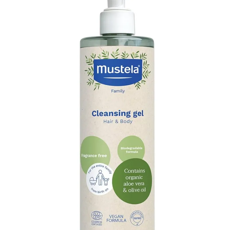 Mustela Gel Limpiador orgánico para Cuerpo y cabello 400ml