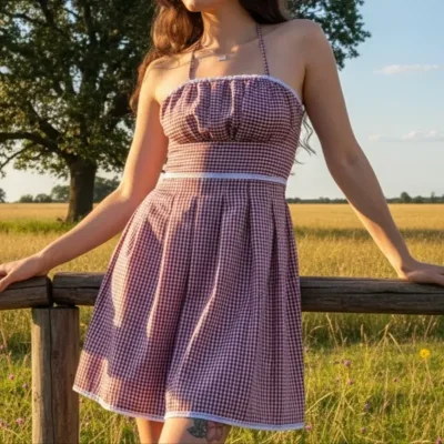 Vestido de guinga con tablones