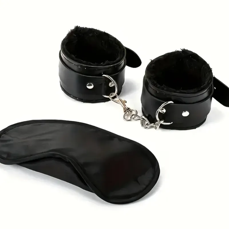 Set de esposas ajustables + mascara de ojos