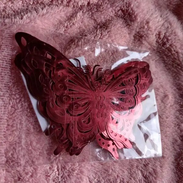 Paquete Mariposa decorativa 12 unidades rojo vino