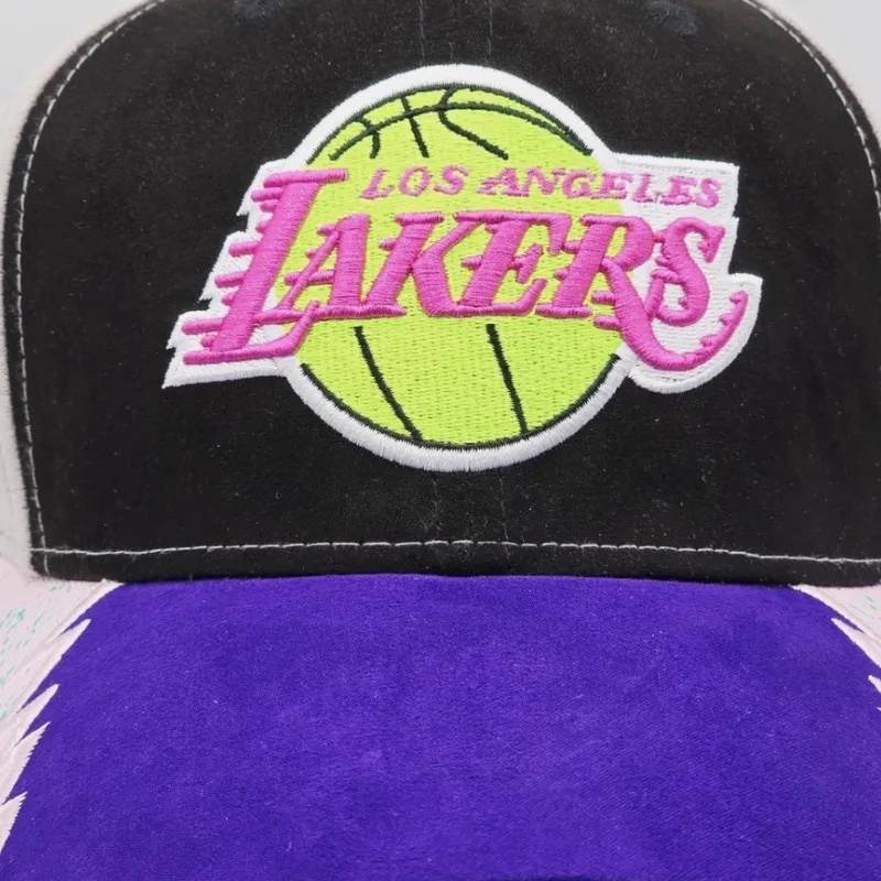 Mitchell & Ness LA Lakers Days Snapback Hat Curved Pink UV Urban Outfitters