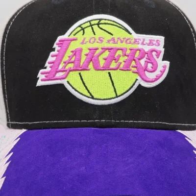 Mitchell & Ness LA Lakers Days Snapback Hat Curved Pink UV Urban Outfitters