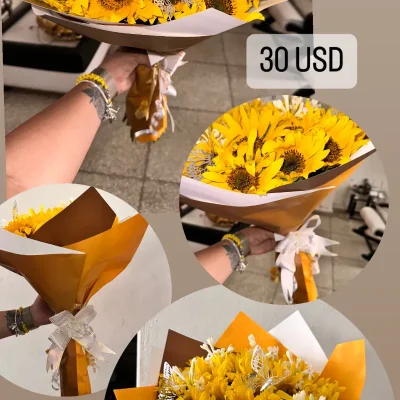 Ramo de girasoles grande con papel coreano