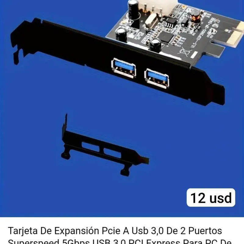 Tarjeta de expansión Pcie a usb 3.0 de 2 puertos