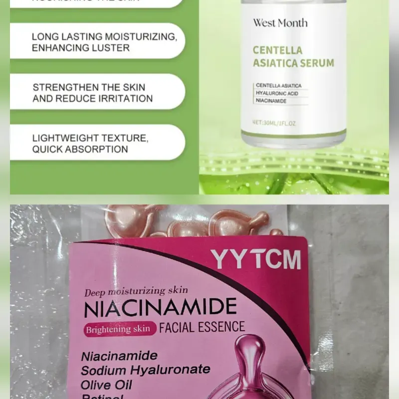 Sérum Centella y cápsulas faciales de Niacinamida