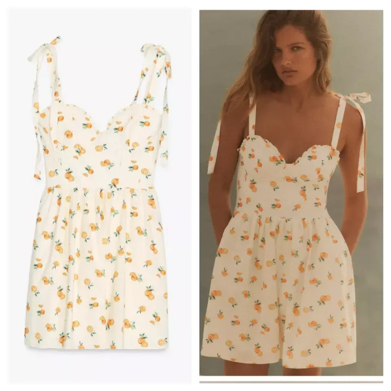 Vestido Zara estampado popelin