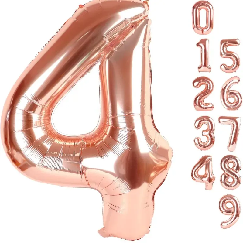 Globo foil número 4 rosa oro