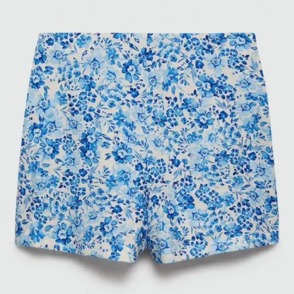 Short Corto Estampado Floral Azul