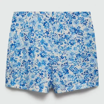 Short Corto Estampado Floral Azul