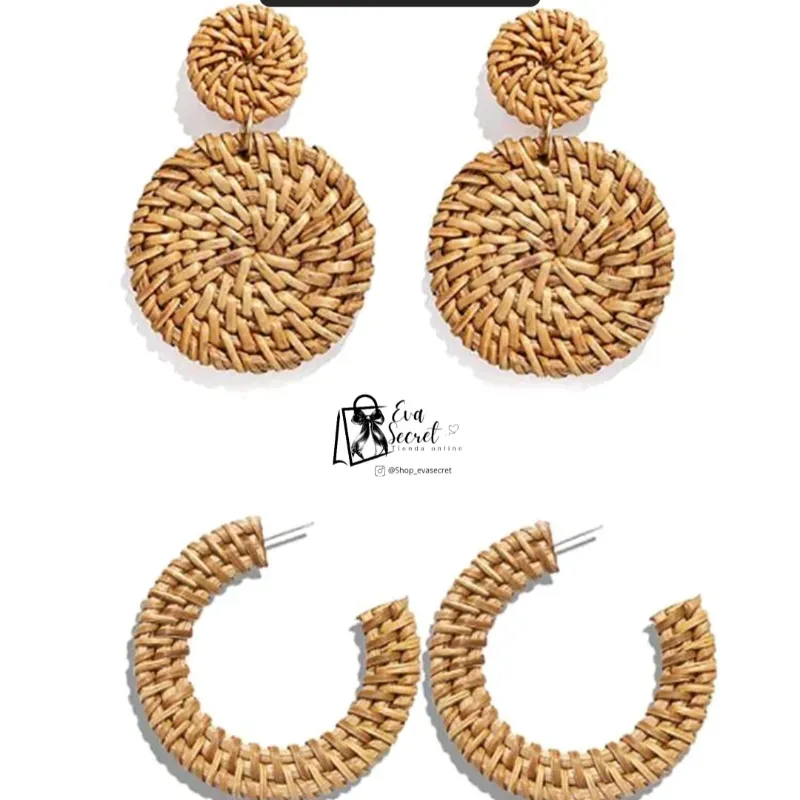 Set de aretes tipo mimbre