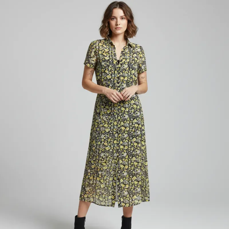 Vestido estampado amarillo