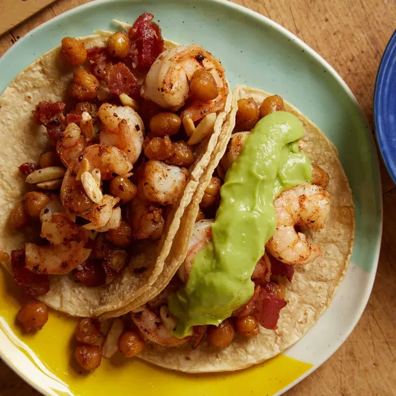 Tacos de Pulpo y Camarones