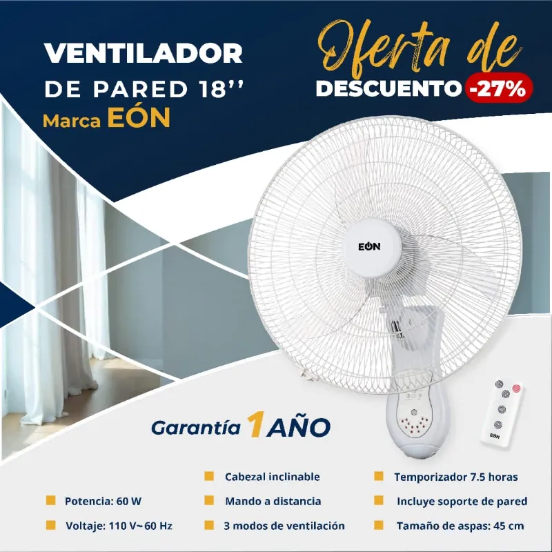  *Ventilador de Pared Marca EÒN de 18 pulgadas*