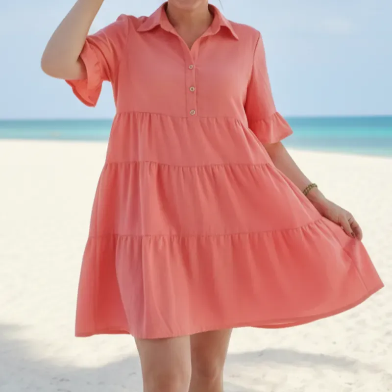Vestido camisero con vuelos