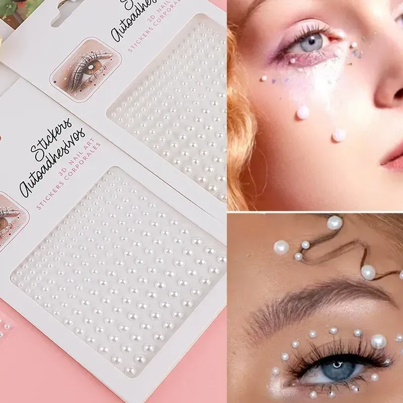 Perlas adhesivas para el cabello y maquillaje