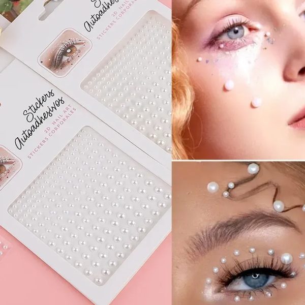 Perlas adhesivas para el cabello y maquillaje