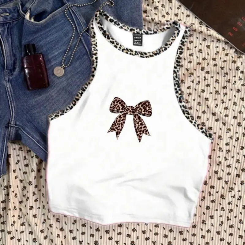 Top de lazo estampado de leopardo